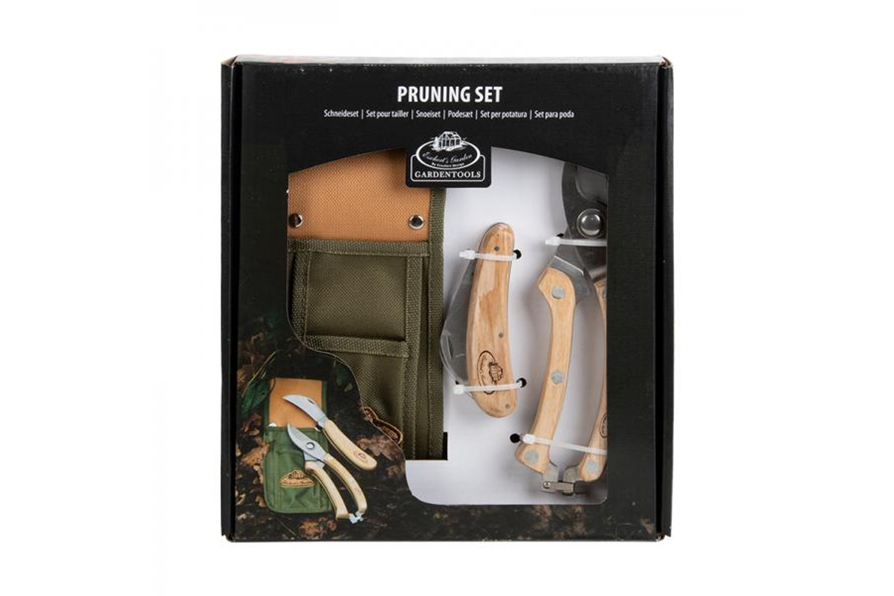 Image of Metszőolló és kacorkés készlet (acél penge, fanyél - tokkal, díszdobozban)