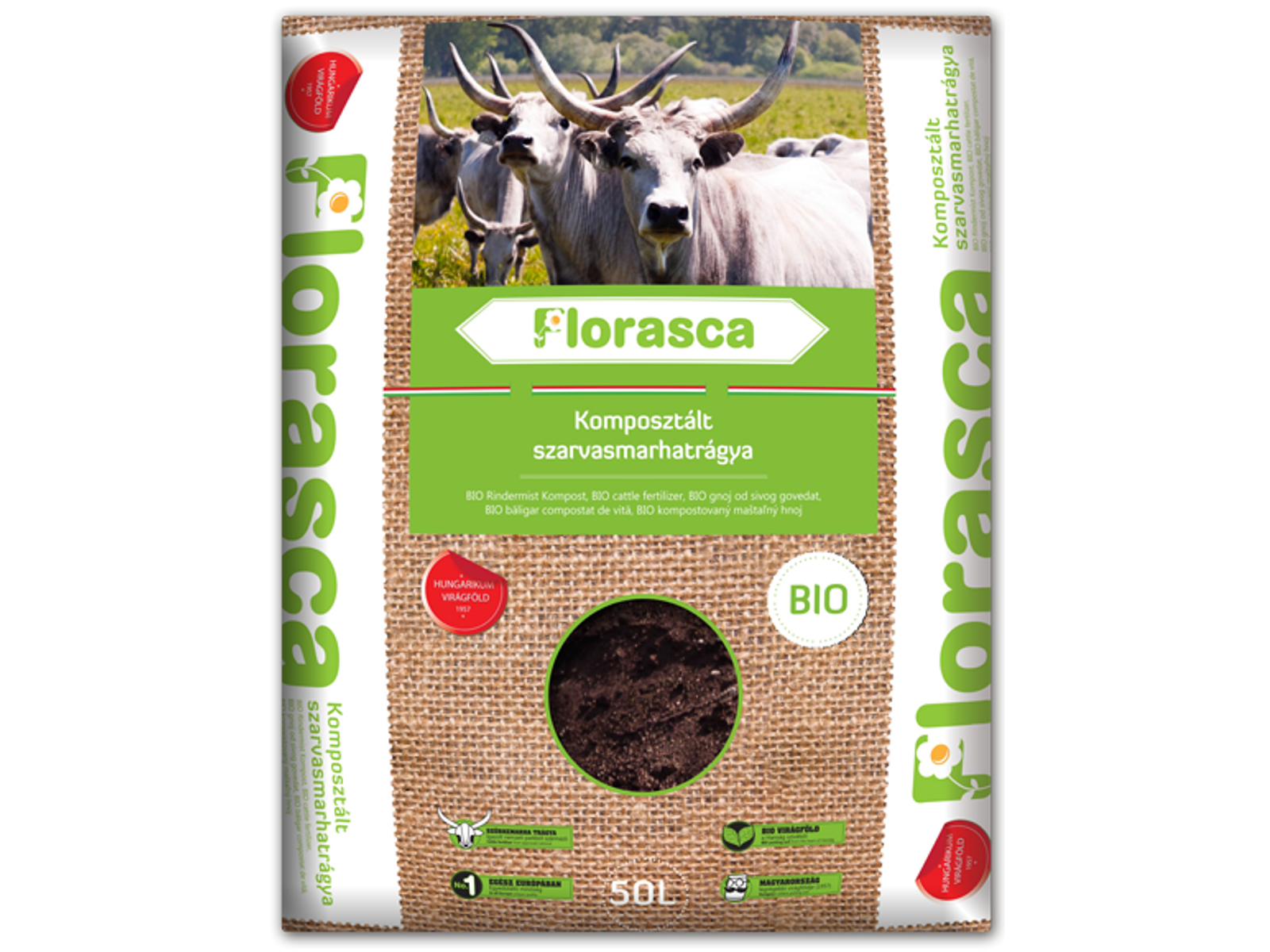Florasca komposztált bio-szürkemarhatrágya - 40l