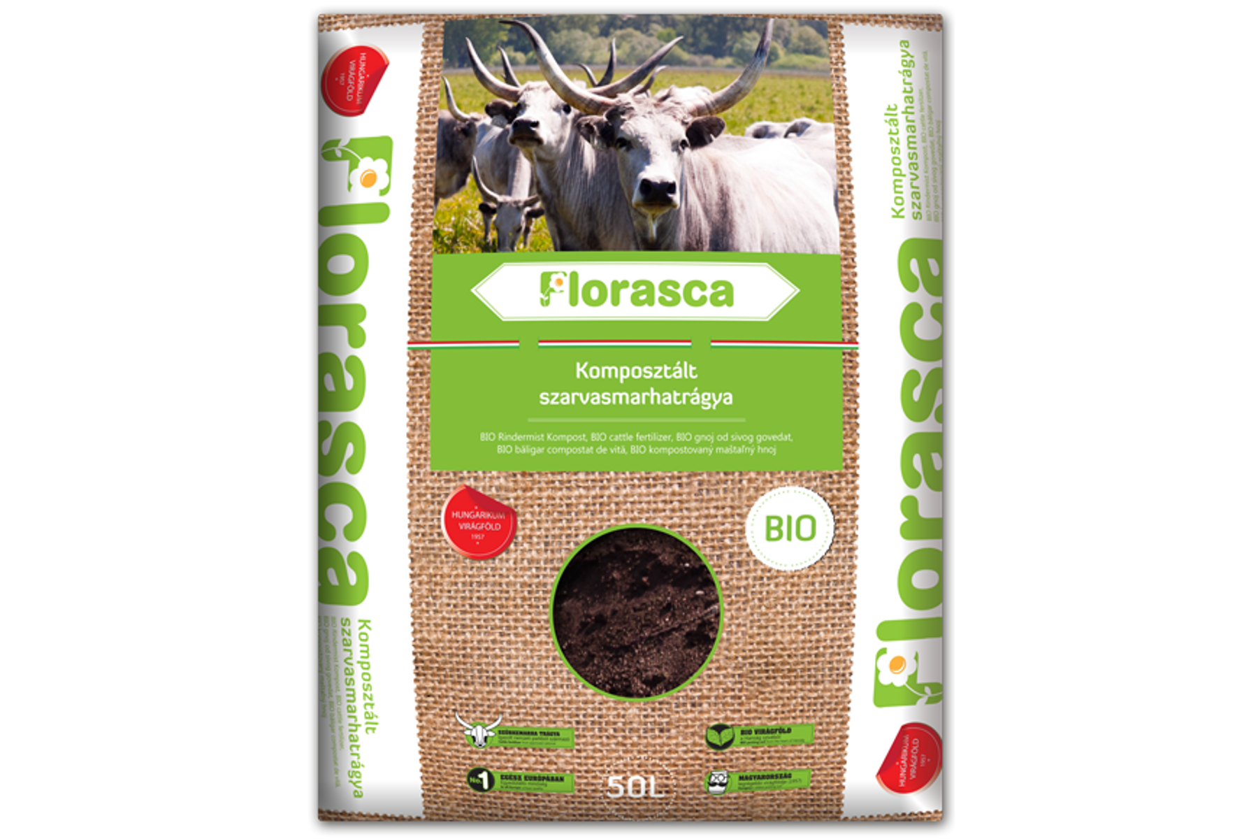 Florasca komposztált bio-szürkemarhatrágya - 40l
